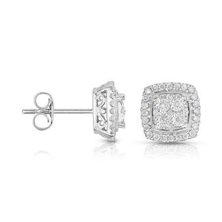 Trumiracle 1/4 Ct. T.w. Diamond 10k White Gold Square Stud Earrings