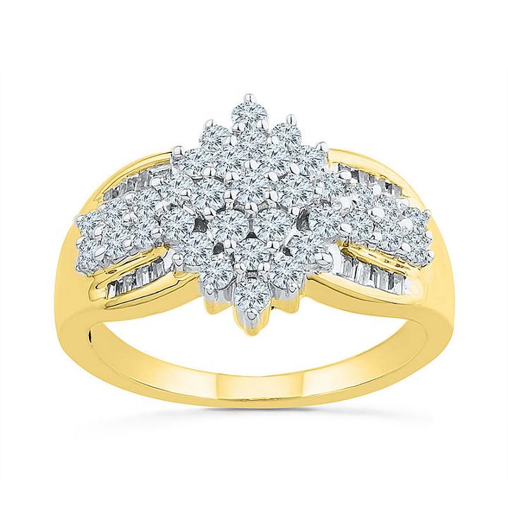 Womens 7/8 Ct. T.w. Multi-shape White Diamond Gold Engagement Ring