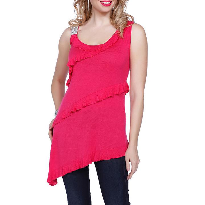 Kaily K. Asymmetrical Hem Tunic With Ruffles