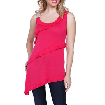 Kaily K. Asymmetrical Hem Tunic With Ruffles