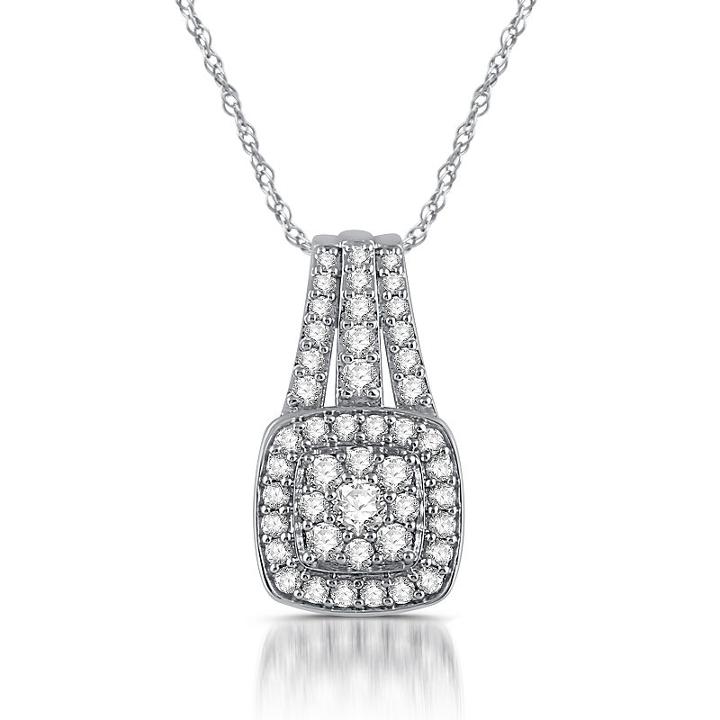 Diamond Blossom Womens 1 Ct. T.w. Genuine White Diamond Round Pendant Necklace
