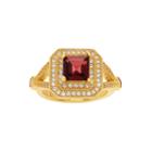 Genuine Garnet And Cubic Zirconia 14k Gold Over Brass Ring