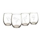 Cathy's Concepts Set Of 4 Flamingo Stemless Wine Glasses