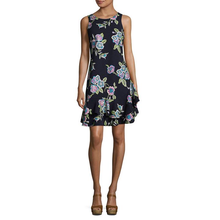 Robbie Bee Sleeveless Floral A-line Dress-petites