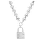 Stainless Steel Lock Bead Pendant Necklace
