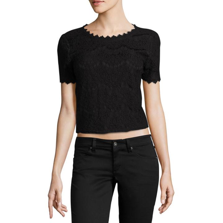 By & By Short Sleeve Lace Blouse-juniors