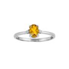Genuine Yellow Citrine Diamond-accent 14k White Gold Ring