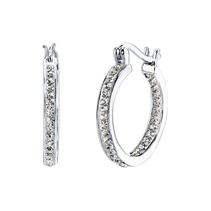 Crystal Sophistication&trade; Pure Silver-plated Crystal-accent Hoop Earrings