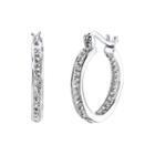 Crystal Sophistication&trade; Pure Silver-plated Crystal-accent Hoop Earrings