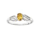 Womens Genuine Yellow Citrine Sterling Silver Solitaire Ring