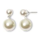Vieste Silver-tone Pearlized Glass Bead Bobby Drop Earrings