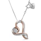 Womens 1/7 Ct. T.w. Genuine White Diamond 14k Rose Gold Over Silver Sterling Silver Heart Pendant Necklace