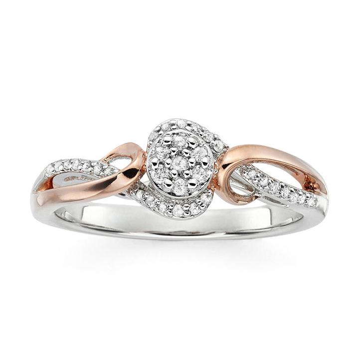 Diamond Blossom Womens 1/7 Ct. T.w. White Diamond Sterling Silver Cocktail Ring