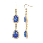 10021 Kara Ross Crystal & Blue Resin Double Drop Earrings