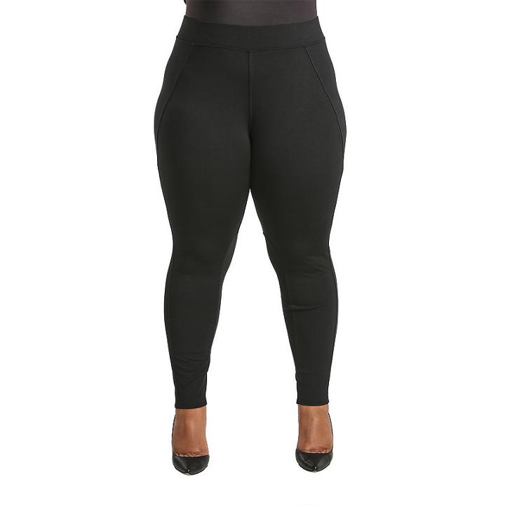 Poetic Justice Ponte Moto Style Pieced Pull On Pant - Plus