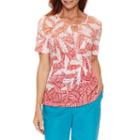 Alfred Dunner Tropical Vibe Short Sleeve Leaf Ombre T-shirt