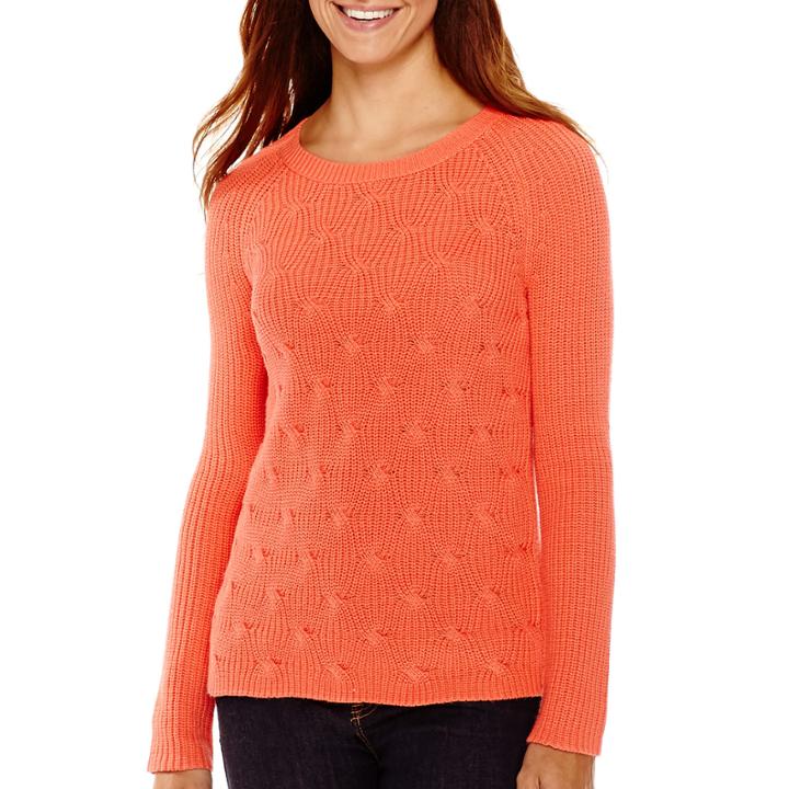 Liz Claiborne Long-sleeve Shaker Stitch Sweater - Tall