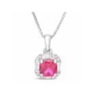 Womens Lab Created Ruby Sterling Silver Pendant Necklace