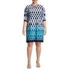 Studio 1 3/4 Sleeve Geo Linear Shift Dress-plus