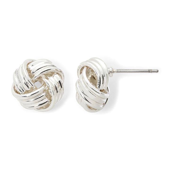 Monet Silver-tone Love Knot Earrings