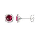 Round Red Ruby Sterling Silver Stud Earrings