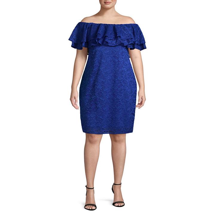 Bold Elements Off Shoulder Lace Dress - Plus