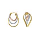 14k Gold Tri-color Triple Hoop Earrings