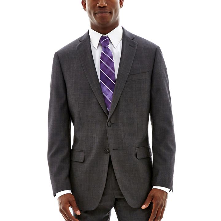Claiborne Charcoal Herringbone Stretch Suit Jacket - Classic Fit