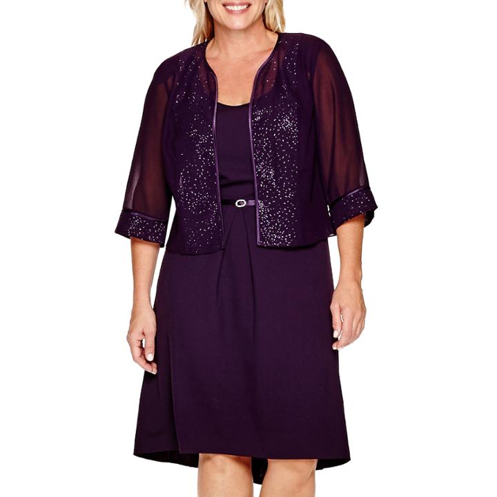 Maya Brooke Long-sleeve Duster Jacket Dress - Plus