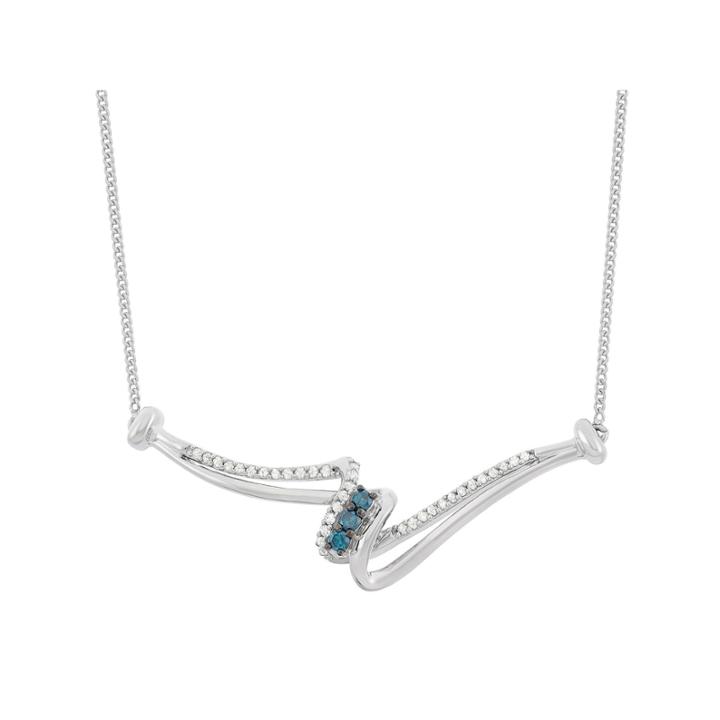 1/4 Ct. T.w. Blue Diamond Statement Necklace