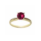 Womens Red Lab Created Ruby Solitaire Ring In 14k Gold