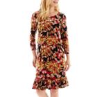 Msk 3/4-sleeve Belted Peasant Fit-and-flare Dress - Petite