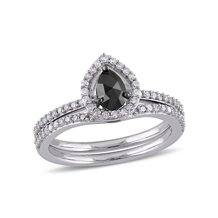 Midnight Black Womens 3/4 Ct. T.w. Black Diamond 10k Gold Bridal Set