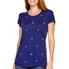 Liz Claiborne Short-sleeve Beaded Scoopneck T-shirt