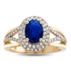 Genuine Blue Sapphire & 1/2 C.t.t.w. Diamond 14k Yellow Gold Ring