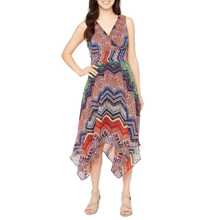 Rabbit Rabbit Rabbit Design Sleeveless Chevron Fit & Flare Dress