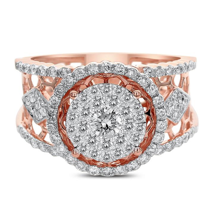 Womens 1 Ct. T.w. Diamond White 14k Rose Gold Cocktail Ring