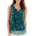 Liz Claiborne Smocked Tie-neck Tank Top
