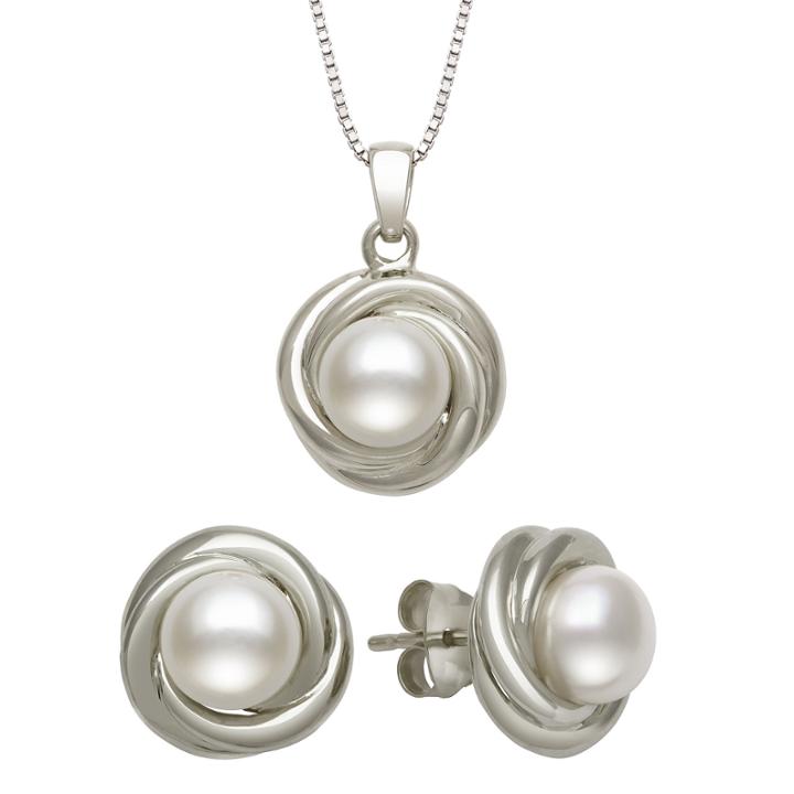 Womens 2-pc. White Pearl Sterling Silver Jewelry Set