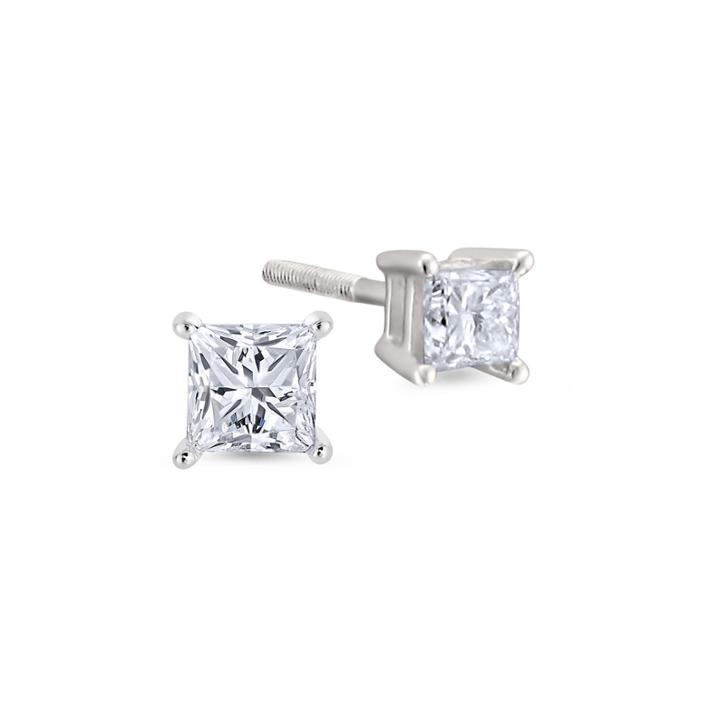 1/2 Ct. T.w. Princess White Diamond Platinum Stud Earrings