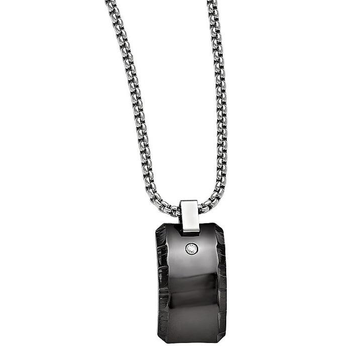 Edward Mirell Black Ti&trade; Mens 1/10 Ct. T.w. Genuine Black Diamond Pendant Necklace