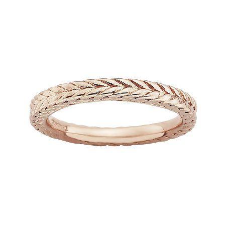 Personally Stackable 18k Rose Gold Over Sterling Silver Dome Wheat Ring
