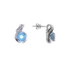 Genuine Blue Topaz Sterling Silver 14mm Stud Earrings