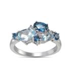 Womens Genuine Blue Blue Topaz Sterling Silver Cluster Ring