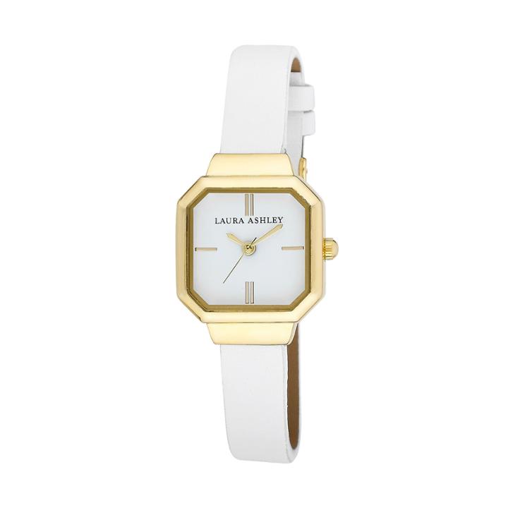 Laura Ashley Ladies White Petite Case With Matching Colored Sunray Dial Watch La31004wt
