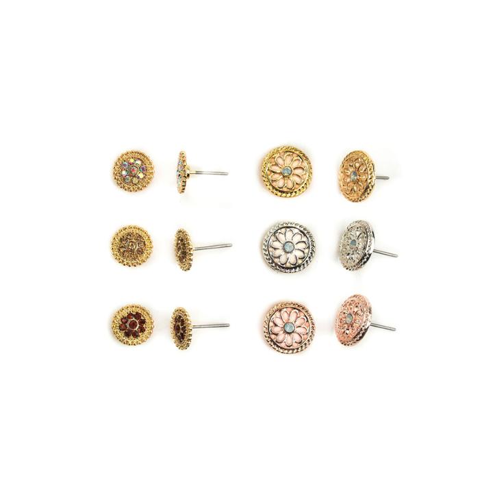 Arizona 6 Pair Multi Color Earring Sets