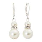 Vieste Simulated Pearl And Crystal Silver-tone Drop Earrings