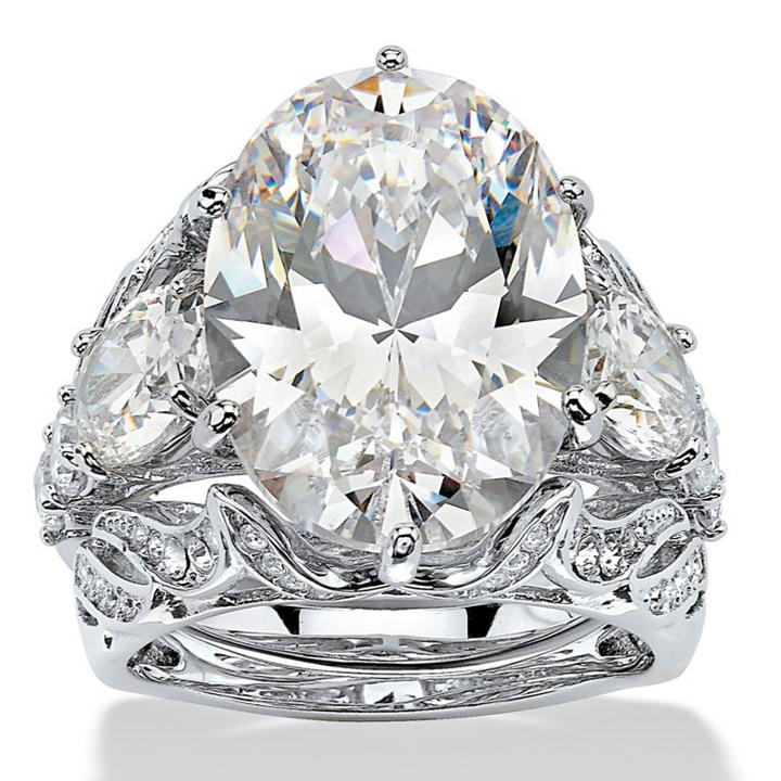 Diamonart Womens Greater Than 6 Ct. T.w. Cubic Zirconia White Bridal Set