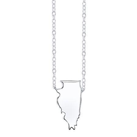 Footnotes Sterling Silver Illinois State Necklace