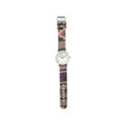 Olivia Pratt Womens Silver-tone Faux Mop Dial Green-pink Patterned Fabric Strap Watch 10352tr